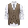 England Style Men's Suit Vests Fake Two Pieces Business Casual Waistcoats Vintage Mens Formal Dress Vest