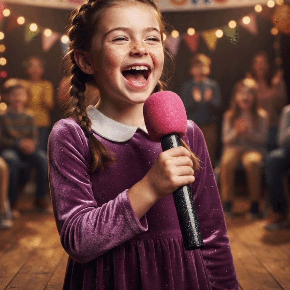 Gold Silver Glitter Toy Fake Mic Lightweight Plastic Singing Practice Toy  School Talent Show