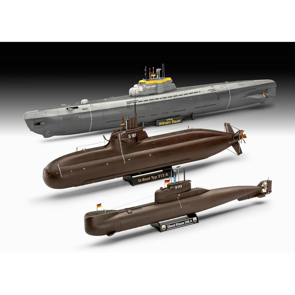 German Level 1 144 German Bundeswehr 70th Anniversary Navy Submarine 3 Ship Set Plastic Model 05186 Submarine