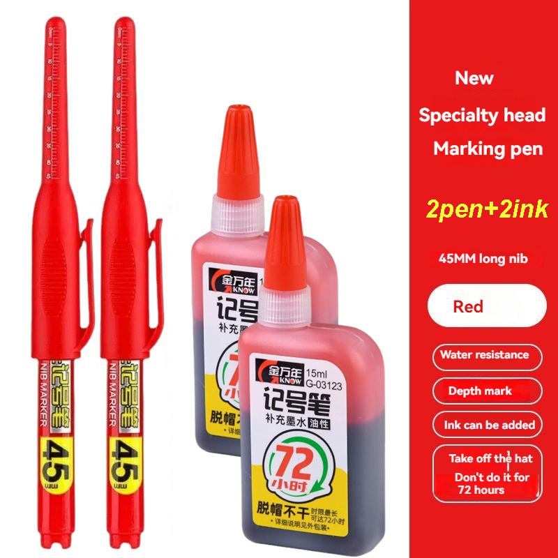 45mm Tip Deep Hole Long Head Nib Markers Set for Metal Pen Waterproof Bathroom Woodworking Decoration Multi-Purpose White Ink