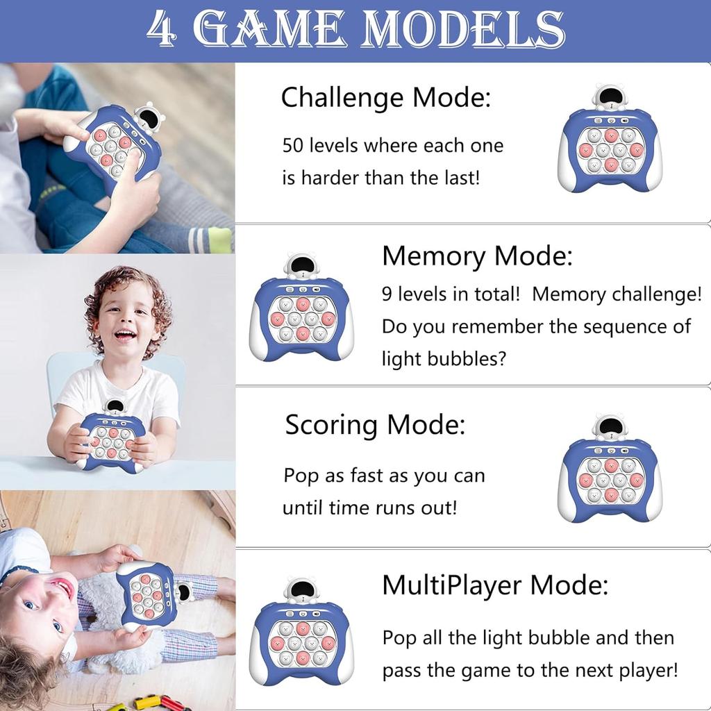 Joc rapid de împingere, Pop Fidget Light Up It Pocket Game pentru copii cu vârste între 3-12 ani, jucărie de joc senzorială portabilă cu 4 moduri de petrecere Joc rapid de împingere Jucării Fidget