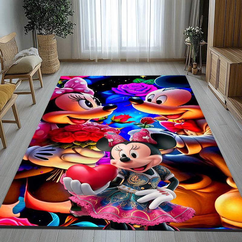 Cartoon Mickey Minnie Mouse Donald Duck Living Room Non-Slip Area Rug Soft Carpet for Bedroom Playroom Sofa,Home Decor Doormat