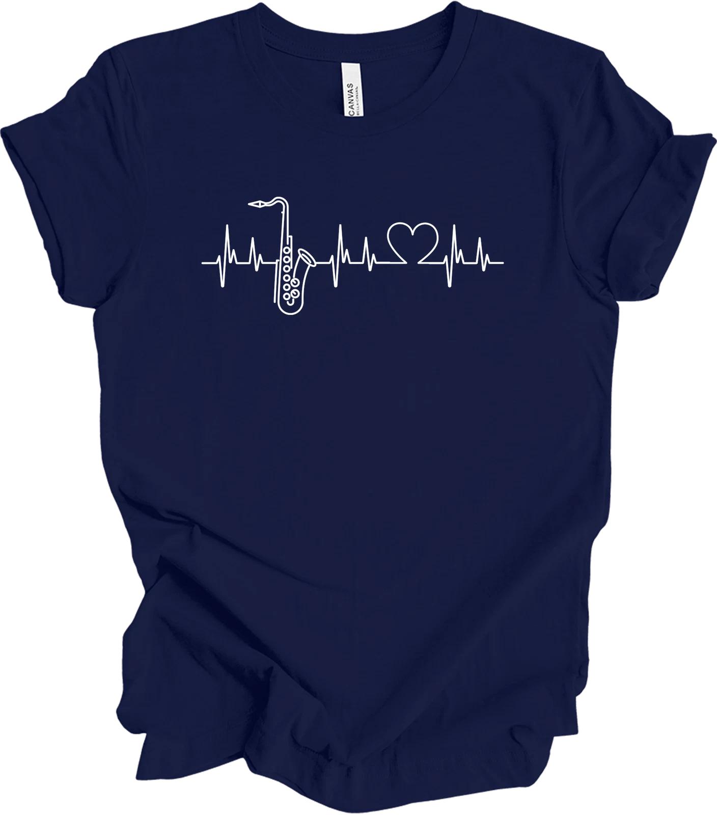 

Saxophone Heartbeat T shirt | Jazz Music Lover Gift L