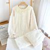 Coral Fleece Pajamas Women's Winter Fleece Thickened Warm Fleece Set Long-sleeved Comfortable Cotton Fleece Jacquard Loungewear Two-piece Set