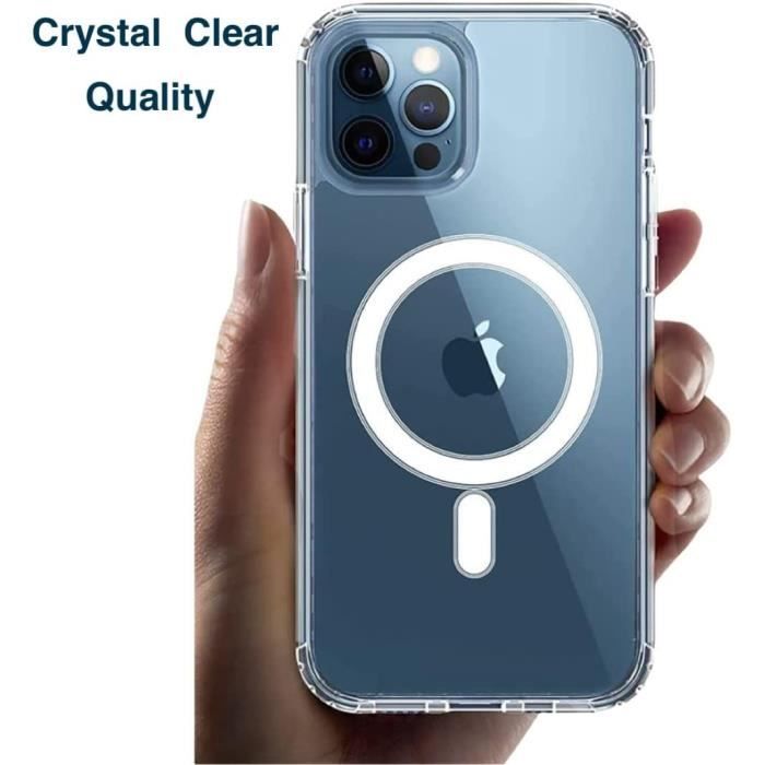 Protective Case - E.F.CONNECTION - for iPhone 12 Pro - Transparent - Magnetic - Tempered Glass Included