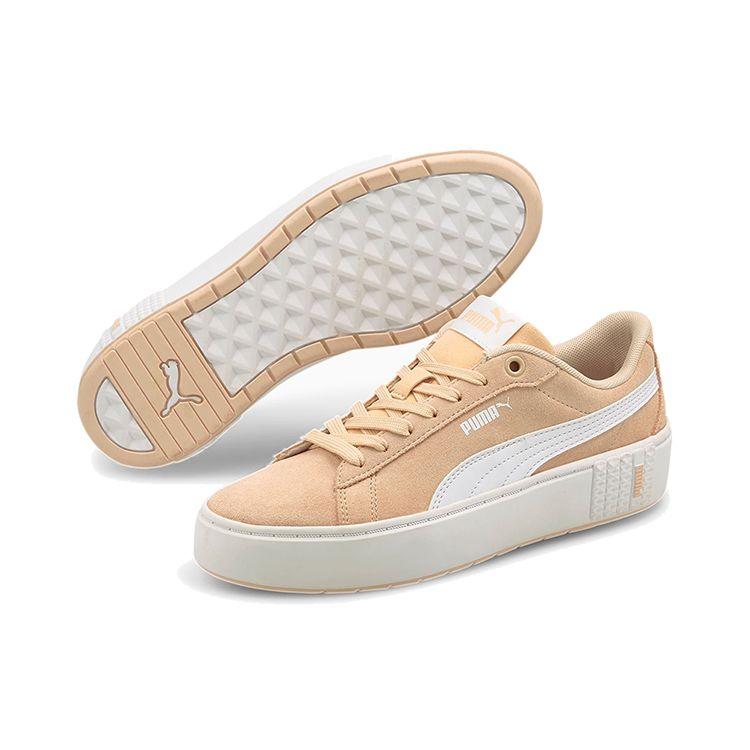 Puma Smash Platform V2 Suede Low-Top Sneakers Women Sneakers Khaki White 373037-06