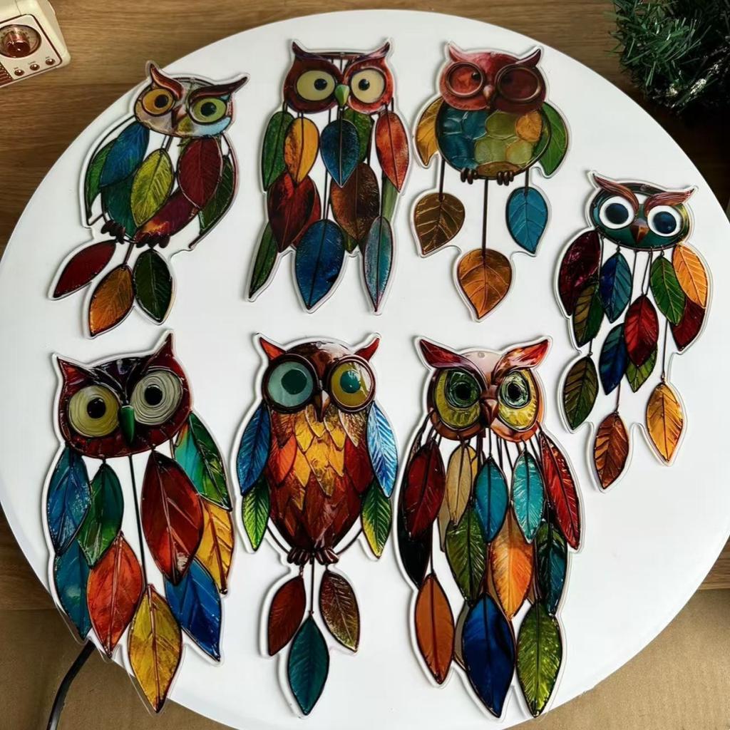 Acrylic Colorful Owl Hangings Home Bedroom Window Hanging Decorations Sun Catcher Acrylic Suncatcher Crafts