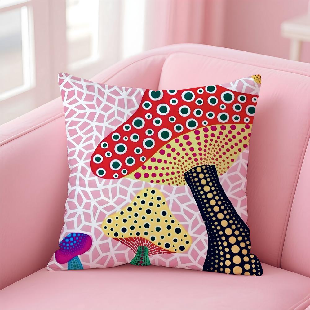 YYayoi Kusama series Cushion Cover Pillowcase Short Plush Invisible zipper Room Sofa Cushion Cover