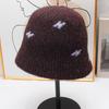 Jacquard knitted bucket hat women's autumn and winter soft waxy plush bucket hat showing small face versatile thermal basin hat cold hat
