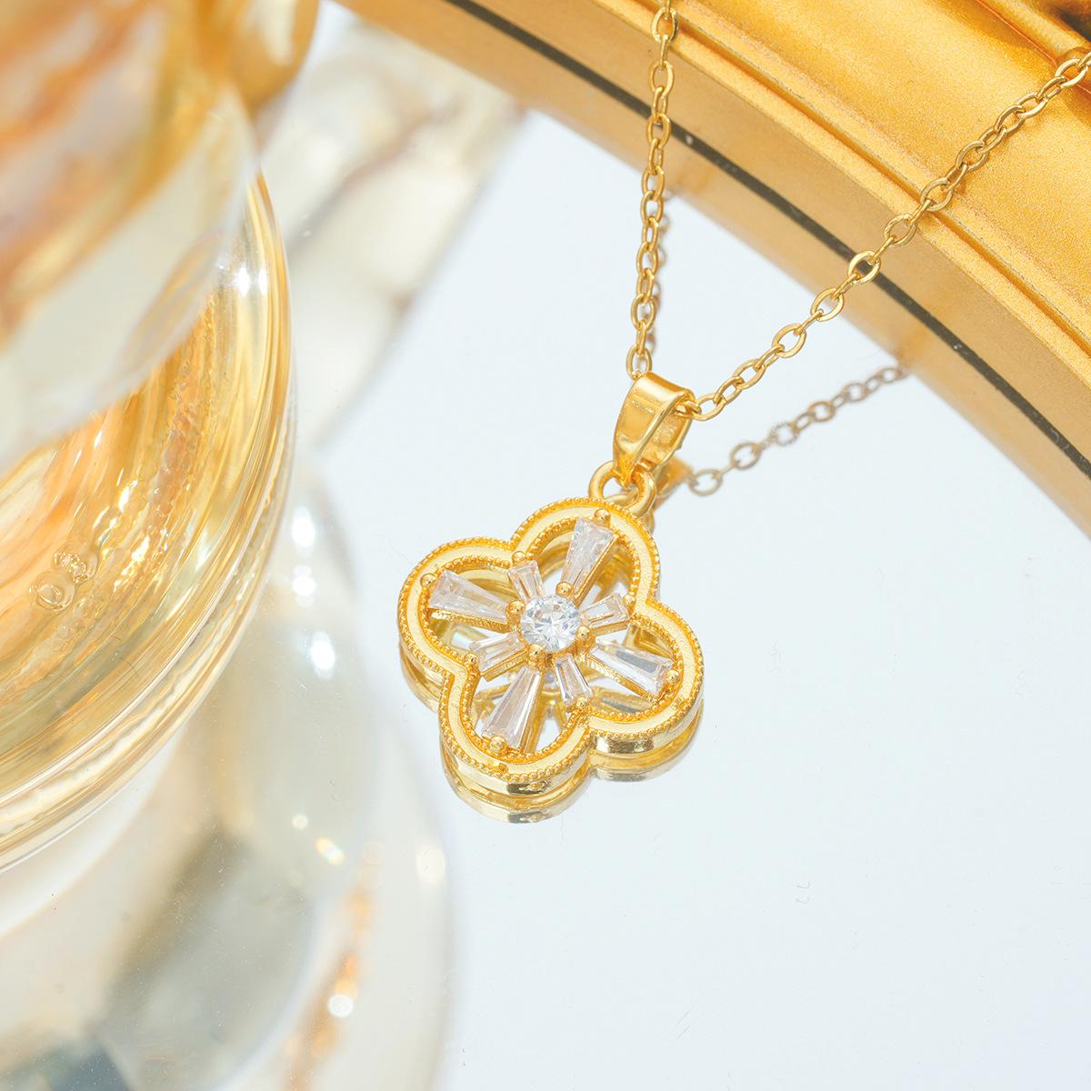 Четырехлистный цветок из циркония цветы ниша свет роскошь новое высококачественное ожерелье для женщин