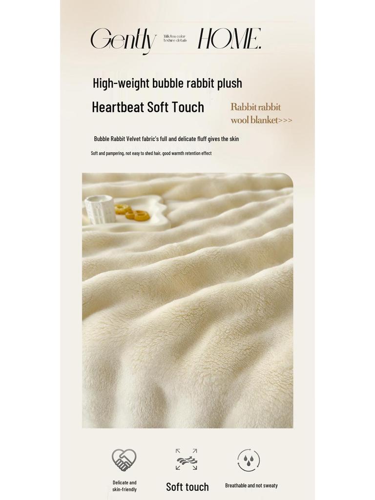 Thick Class A Rabbit Velvet Blanket – Multifunctional Solid Color Sofa Throw & Office Nap Blanket Gift