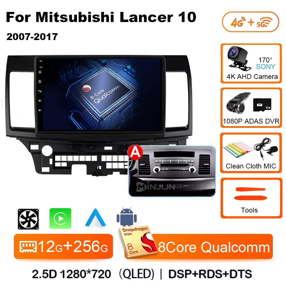 Android 14 Carplay Auto Car Radio Multimedia Player For Mitsubishi Lancer 2007-2013 Qualcomm Screen Autoradio Stereo Head Unit