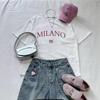 Camiseta de Algodón Holgada de Verano para Mujer - Estilo Europeo y Americano, Longitud Media, Manga Corta, Diseño Estampado Versátil