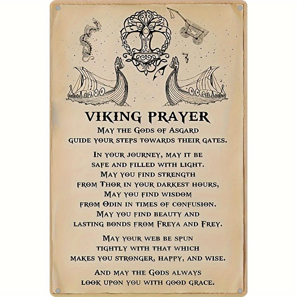 Viking Prayer Sign Style Viking Prayer Themed Aluminum Tin Sign For Viking Culture Lovers Home Decor Enthusiasts 20x30cm(7.8x11.8inch)