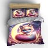 Dreamy Blue-Eyed Fox On Moon Printed Duvet Cover Set1 Duvet Cover+2 Pillowcasemulti Size Bedroom Bedding Decor Luxury Gifts