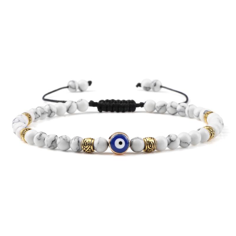 Lucky Evil Eye Bracelet Men Natural Stone 4mm Tiger Eye Lava Agates Beads Adjustable Braided Bracelets&Bangles Jewelry for Women