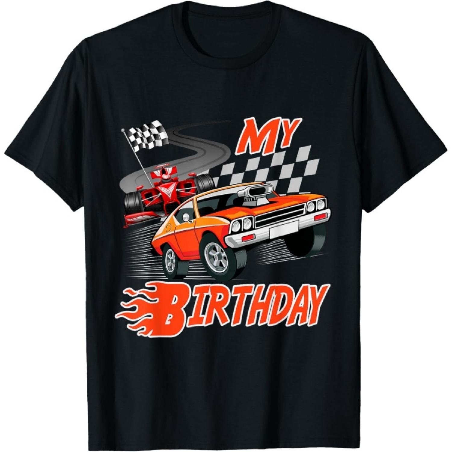 

Fun My Birthday Race Car Boys Girls Youth Men Women Racing T-Shirt XXXXXL чёрный