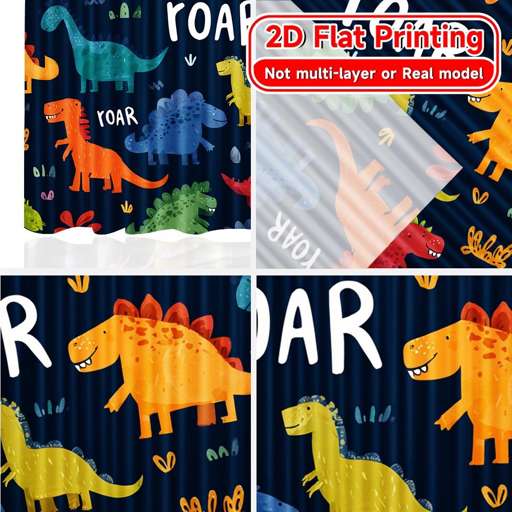 2D Flat Printing  2pcs Dino Parade Popular Window Curtain Yarn Curtains Art Deco Festive Ldeal for Digital Printing Living Room