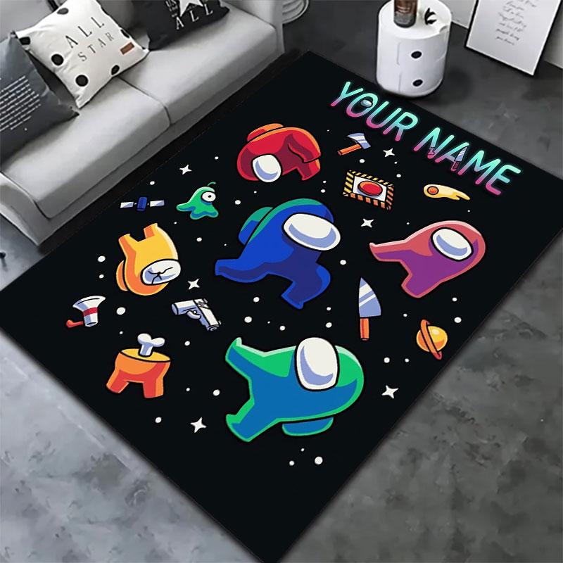 Among Us Custom Name Carpet Rug for Living Room Bedroom Home Sofa Decoration,Kids play Non-slip Floor Mat