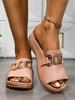 Wedge heel platform slippers women's new large size casual fashion simple metal buckle fish mouth sandals