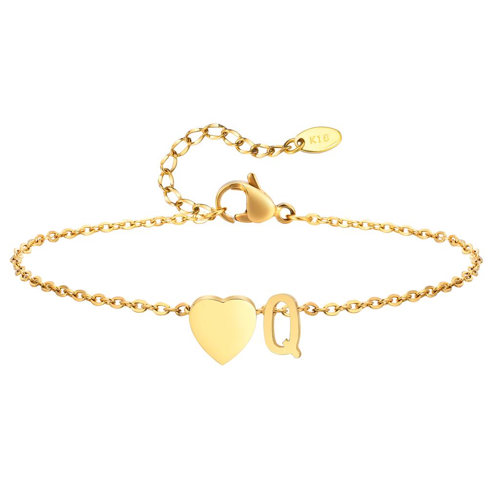Bohemia A-Z Letter Initial Anklet for Women Gold Color Heart Alphabet Ankle Bracelet Beach Party Travel Fashion Foot Jewelry
