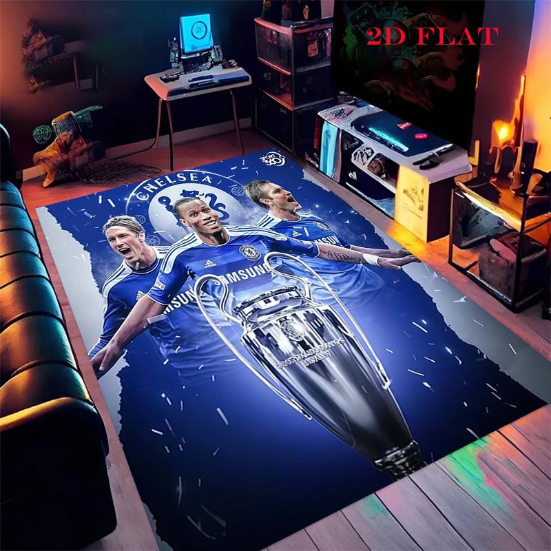 Chelsea FC Team Teppich für Wohnzimmer Schlafzimmer Zuhause Sofa Dekoration, Kinder Spiel rutschfeste Bodenmatte