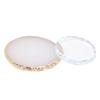 Nail Art Polish Palette Glass Resin Gilded Edges Nail Art Makeup Mixing Tray for Nail Salon DIY Enthusiasts 2pcs