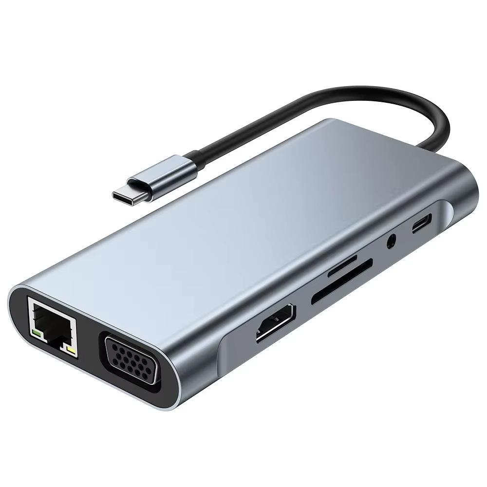 USB C HUB 4K 30Hz Tipo C a HDMI Adaptador USB 3,0 Compatible 11 En 1 Tipo C HUB Dock PD 87W USB C Divisor Para MacBook Pro Air