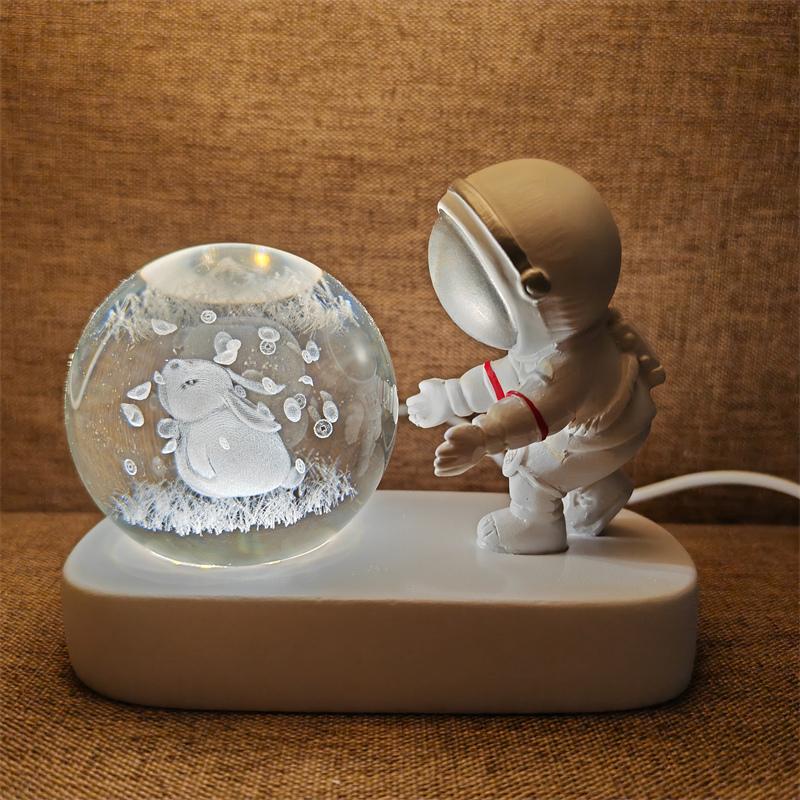 Astronaut Creativ 3D Minge de Cristal Led Lumină de noapte pentru Dormitor Copii Planetă Spațiu Lampă Sistem Solar USB Cadou de Crăciun pentru copii