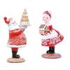 Gingerbreads Santa Couple Resins Figurine Statue Christmas Tabletop Ornament for Seasonal Home Book Shelves Decoration