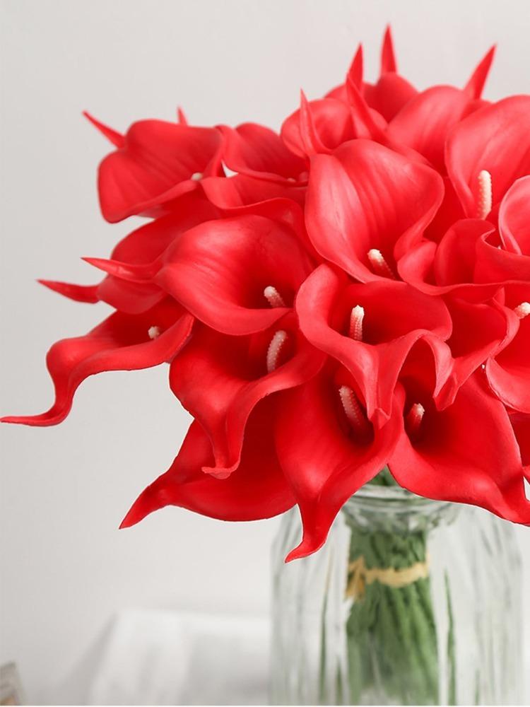 Lot de 24 lys calla artificiels au toucher réaliste, pour bouquet de mariage, décoration de fête