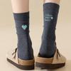 Women Embroidered Socks Heart Letter Cotton Socks Birthday Gift