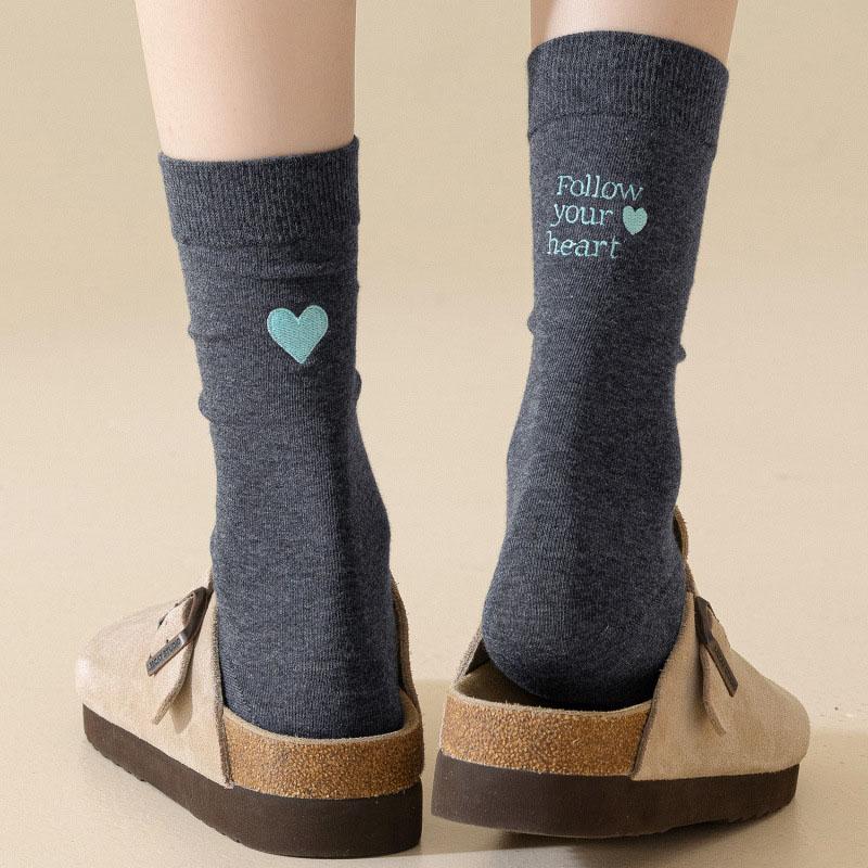 Women Embroidered Socks Heart Letter Cotton Socks Birthday Gift