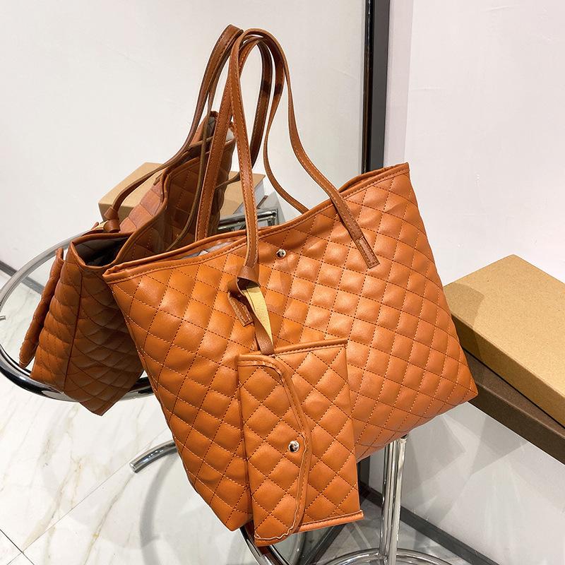 

Стильная и элегантная сумка-ромб для мамы и ребенка, новая сумка-ведро большой вместимости, персонализированная наплечная сумка, милая сумка для рук. коричневый