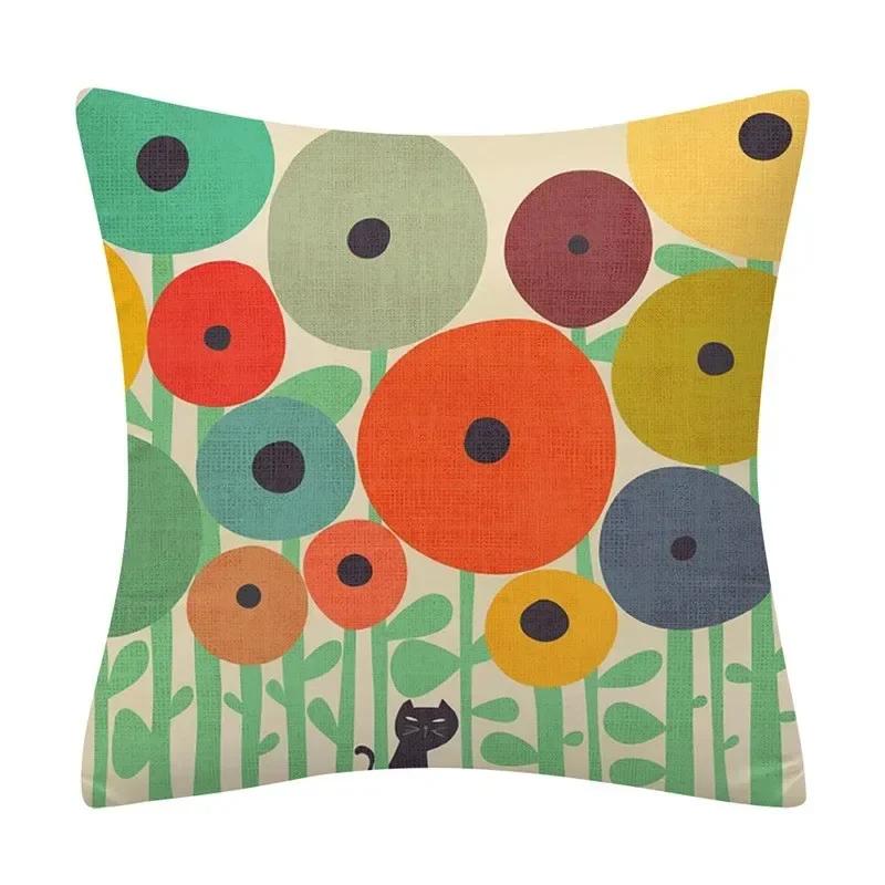 Color Geometric Crayon Painting Series Pattern Cushion Cover Decoration Chair Sofa Pillow Cover Home Decoration Pillow Cover