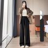 2026 High-End Black Women's Petite Wide-Leg Drape Suit Pants for Spring/Summer