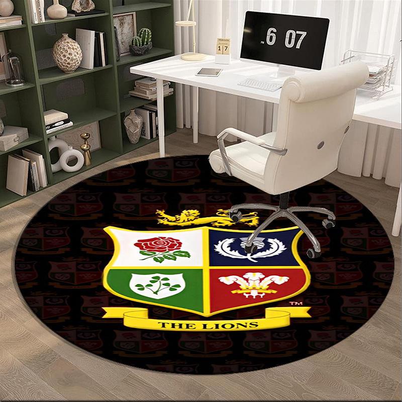British & Irish Lions Round Rug for Livingroom,Bedroom, Palyroom, Chair Rug, Area Rug, Circle Carpet, Fan Christmas Gift