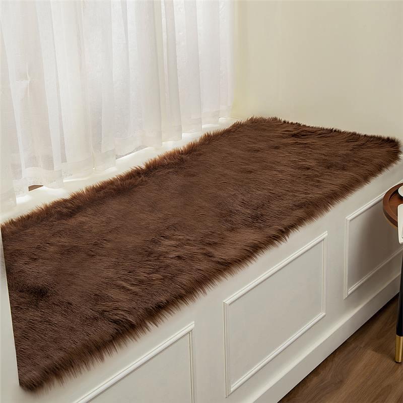 Nordic Faux Wool Plush Window Cushion & Blanket Mat for Bedroom or Balcony