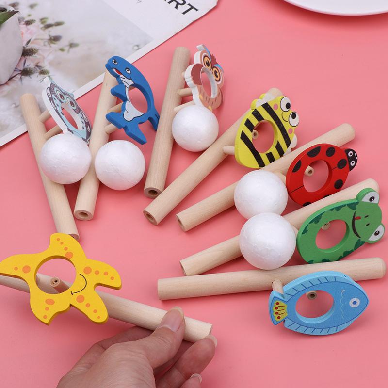 Breathing Exerciser Toys For Kids Whistle Floating Blow Pipe Balls Blowing Balloon Launcher Educational Toy