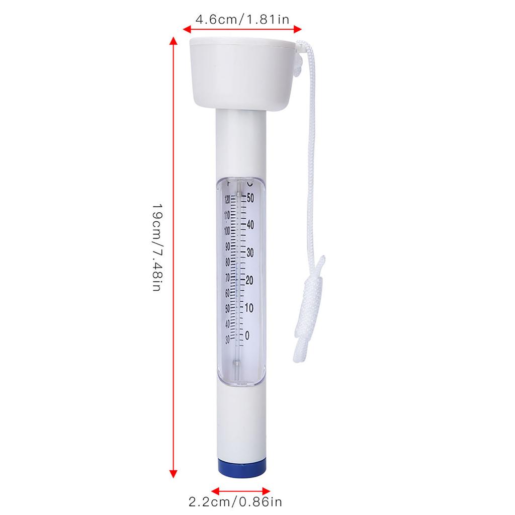 Tragbares PP-Thermometer mit Lanyard für Schwimmbad, Bad, Fischteich 0-50 30-120 Grad Fahrenheit Bereich