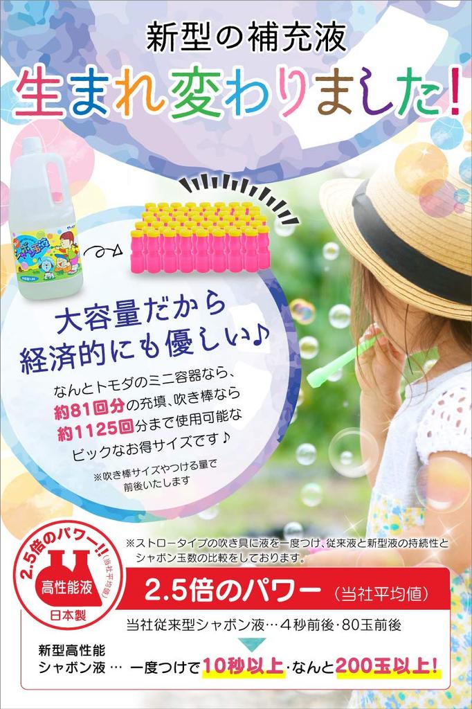 Tomoda Shokai Tomoda Bubble Made in Large Bubble Solution Refill, 1800ml, Japan, Capacity,