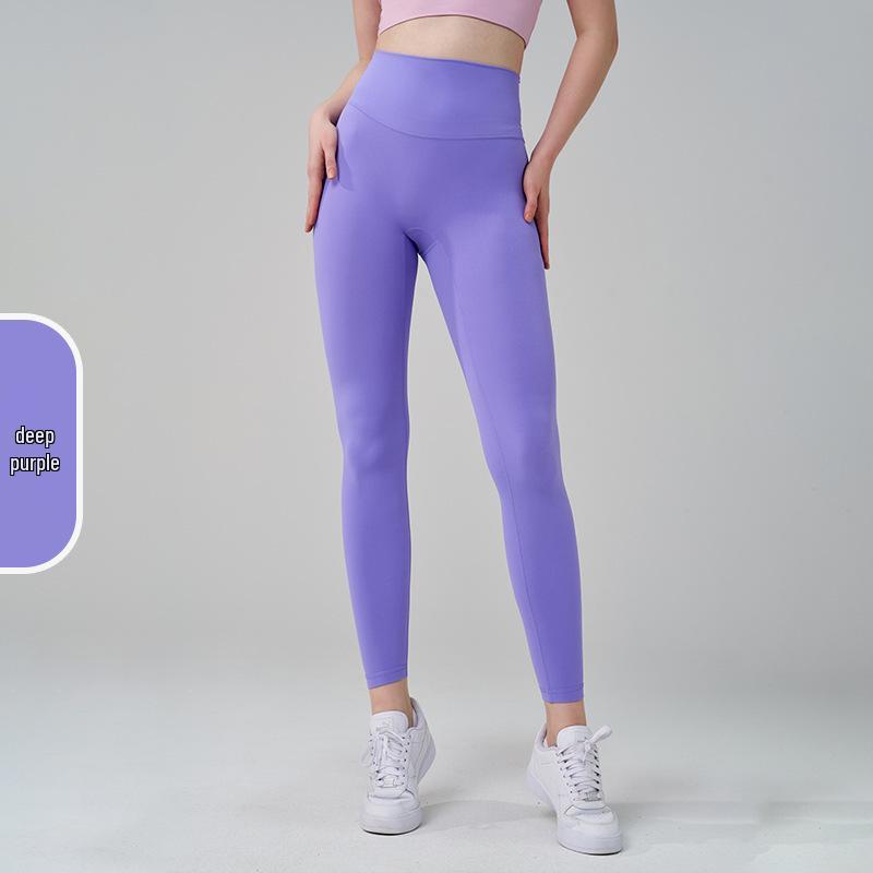 Pantaloni da Yoga da Donna a Vita Alta, Effetto Solleva Glutei Color Pesca - Senza Cuciture Visibili, Sensazione Nuda