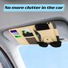 Car Sun Visor Organizer, Leather Pocket Organizer Sunglass Holder For Car Interior Accessories With Multi-Pocket Net Zipper (Beige)