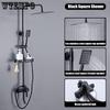 Shower Set 3 Function Black Square / Round Shower Head Bathroom Stainless Steel Wall Hand Shower Faucet Double Out