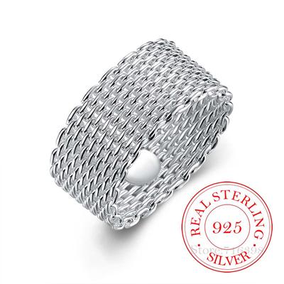 Stříbrné prsteny 925 pro ženy, stříbrné tkaní, široký prsten s motivem osobnosti, módní, pro ženu a dívku, párty a svatební dárek