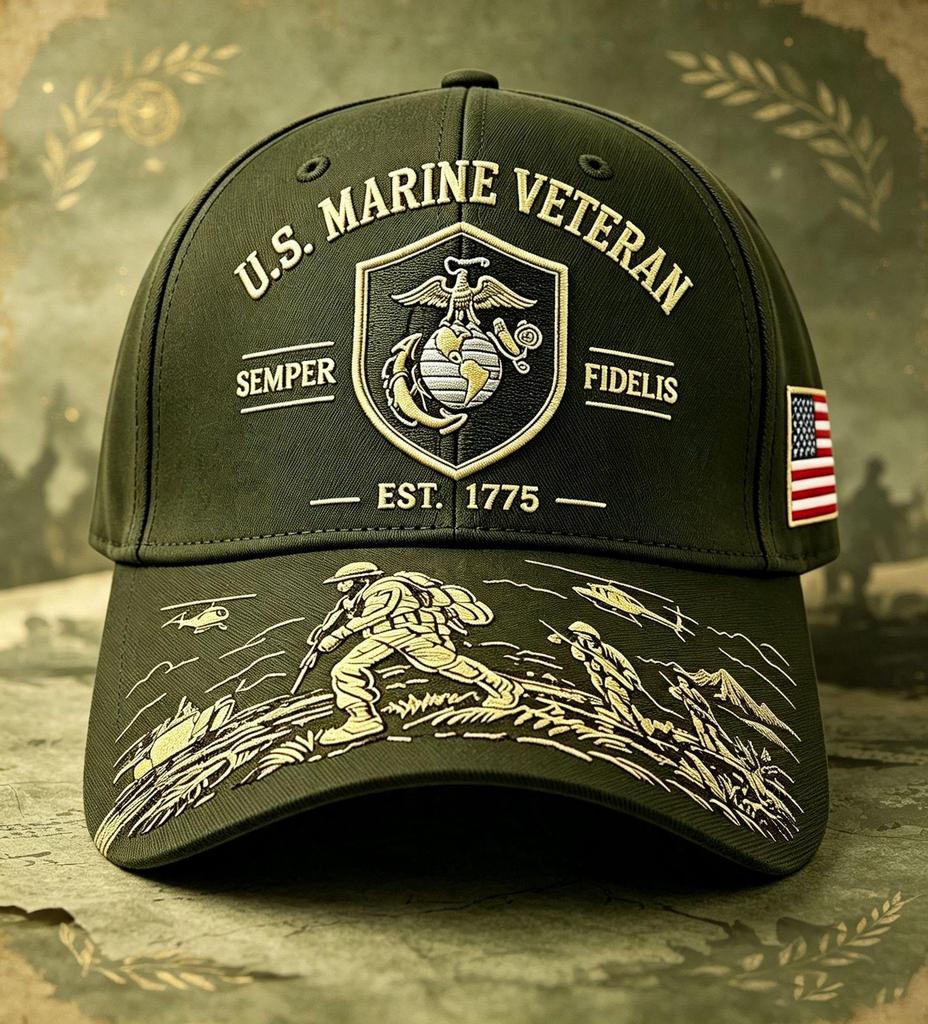 2026 US Marine Corps Veteran Casual Baseball Cap with Soldier Print