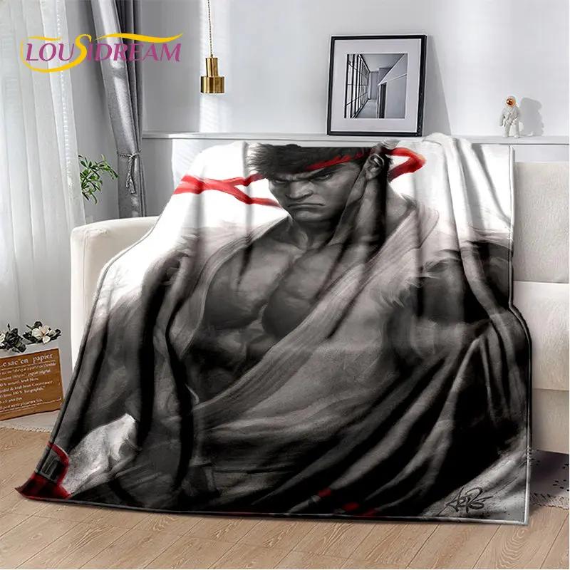 Couverture en peluche douce de joueur de jeu rétro Street Fighter, couverture en flanelle pour salon, chambre à coucher, lit, canapé, couverture de pique-nique