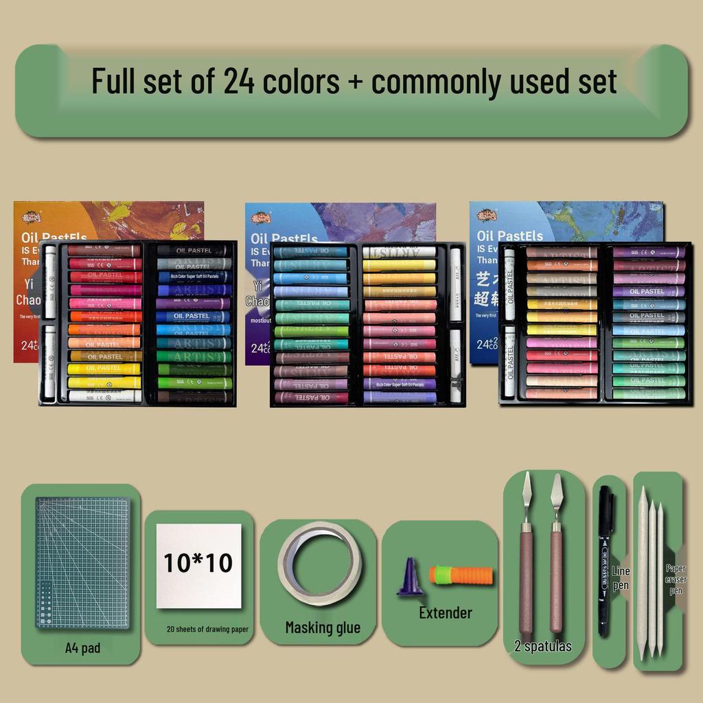 48-Color Super Soft Oil Pastels Set with Scraper - Child's Painting Kit