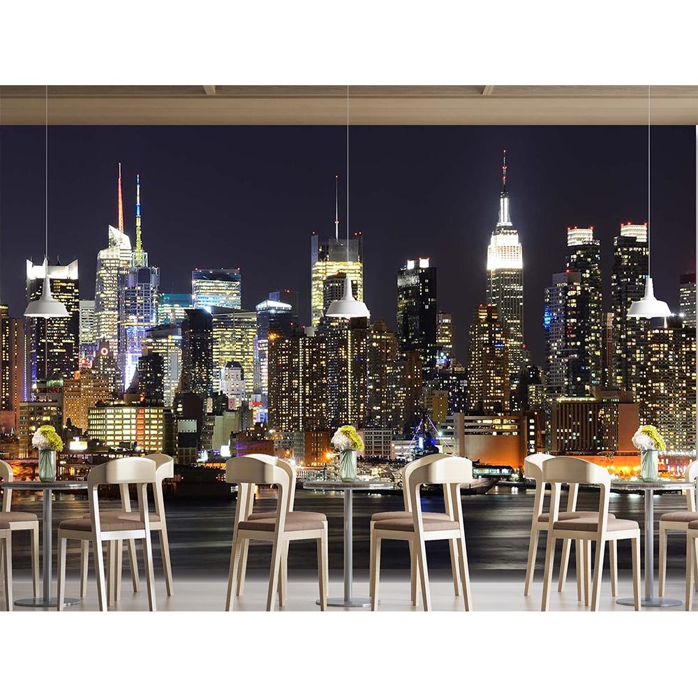 City Photo Wall Mural Night View 3d Wallpaper For Bedroom Living Room Removable Mural