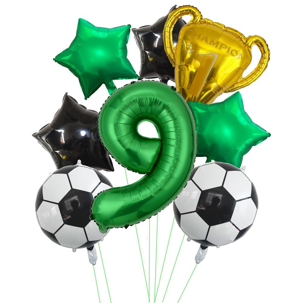 

Football World Cup Theme Trophy Aluminum Film Balloon Set Children S Birthday Party Decoration Arrangement Football number 9
